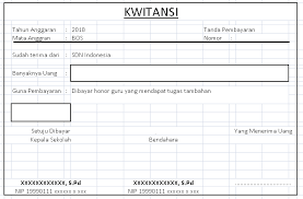 Kwitansi adalah selembar kertas yang berfungsi sebagai tanda bukti bahwa telah terjadinya penyerahan sejumlah uang dari yang disebut pemberi kepada penerima uang untuk pembayaran sesuatu. Contoh Tanda Terima Pembayaran Excel