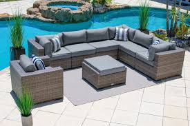 Sorrento 8 Piece Outdoor Patio Sectional Sofa Set In Gray Patio Sectional Outdoor Patio Beautiful Outdoor Furniture
