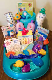 Another special touch are the bath bombs that look like little bubbles for your bath time gift basket. Baby Shower Gift Under The Sea Bath Time Gift Basket Use Items From Her Baby Registry Diy Baby Shower Gifts Baby Shower Gift Basket Baby Bath Gift