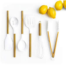 Black And Gold Kitchen Utensils White Silicone And Gold Cooking Utensils For Modern Cooki Https Www Amazon Com Dp B07ldh2xsr R Gold Kitchen Accessories Gold Kitchen Utensils Gold Kitchen