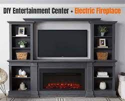Wispy white finish over replicated oak wood grain is a delightful change from the ordinary. Large Entertainment Center With Fireplace More Diy