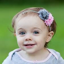 Gray & Pink Headband for Baby Girl