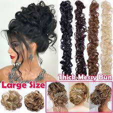 Most often, bun hairstyles are performed on long hair. Real Large Long Messy Curly Bun Hairpiece Scrunchies For Hair Thick Chignon Ponytail Bun Hair Extensions Wish