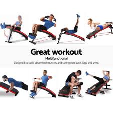 Everfit Adjustable Sit Up Bench Press Weight Gym Home Exercise Fitness