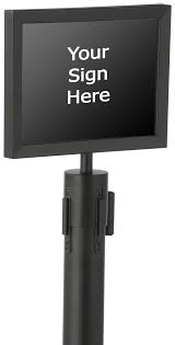 Stanchion Landscape Message Frame 11 X 8 5 Black Steel Topper Retractable belt stanchion in wrinkle black. queuepole economy 11 x 8 5 stanchion sign frame slide in design landscape black