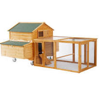 Large Chicken Coop with Wheels Wooden Hen House Mobile ...