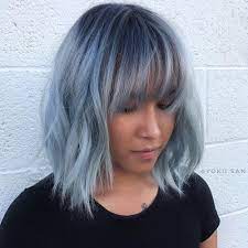 50 Classy Short Bob Haircuts And Hairstyles With Bangs Short Blue Hair Hair Styles Light Blue Hair