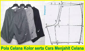 Lingkar badan = 64 cm; Pola Celana Kolor Serta Cara Menjahit Celana