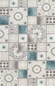 Padisah Klasik K526 063 Patchwork Hali Turkuaz Digital Print Fabric Baroque Pattern Texture Design