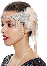 Amazon Com 1920s Headpiece Flapper Roaring 20s Party Headband Bridal Headpiece Great Gatsby Accessories For W 1920s Headpiece Party Headband Rhinestone Bridal