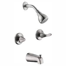 Shower heads and body sprays. Glacier Bay Constructor 2 Handle 1 Spray Tub And Shower Faucet In Brushed Nickel Valve Included Hd833cx 0004 The Home Depot
