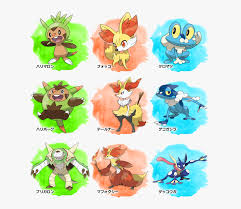 Every generation has 3 new pokemon go starter pokemon each having 1 of 3 elemental types, fire, water and grass. Pokemon Kalos Starters Evolutions Hd Png Download Kindpng