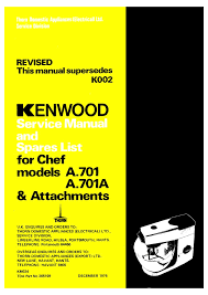 kenwood chef model a701a service/repair