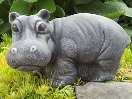 Garden Ornament Hippo Standing Cast Stone Slate Gray Amazon Co Uk Garden Outdoors Garden Ornaments Cast Stone Garden Theme