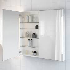 It's made from engineered wood in a crisp white finish with a molded top the medicine cabinet is very nice to look at but on the inside there are shelves which i didn't think there would be. Storjorm Mirror Cabinet W 2 Doors Light White 393 8x51 2x373 4 Ikea