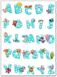 Bubble Alphabet With Sea Animals Vectors Bubble Alphabet Alphabet Design Scrapbook Fonts