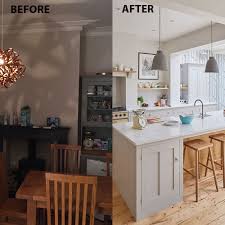 If you have two walls, meaning two walls of cabinets running parallel, there must be a minimum of 3 feet between the two walls. Before And After From Cramped Galley Kitchen To Supersized Extension