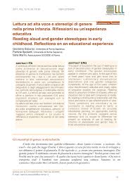 Pdf Lettura Ad Alta Voce E Stereotipi Di Genere Nella Prima Infanzia Riflessioni Su Un Esperienza Educativa Reading Aloud And Gender Stereotypes In Early Childhood Reflections On An Educational Experience