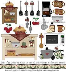 Vintage country kitchen background clip art. Country Kitchen Cooking Graphics And Clipart Collection Kitchen Art Prints Paper Dolls Printable Scrapbook Recipe Book