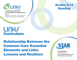 Relationship Between the Common Core Essential Elements and Links Lessons  and Routines Curriculum: