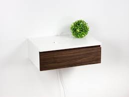 What kind of nightstand has a single drawer? Wall Mount Side Table Sleek Floating Nightstand Drawer Floating Bedside Table Bedroom Furniture Com Handmade Products