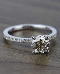 Petite Pave Solitaire M Color Diamond Engagement Ring 1 50 Carat Small Engagement Rings Pave Engagement Ring Engagement Rings