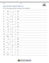 Writing and balancing equations worksheet. Balancing Math Equations