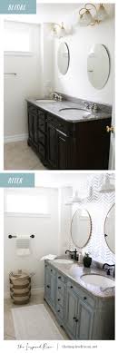 See how painted vanity and painted countertops give your bathroom a makeover on a budget with these bathroom vanity upcycles for cheap. Diy Bathroom Makeover In A Month Before After The Inspired Room