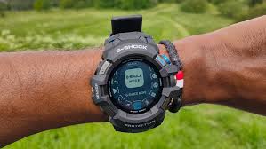 Black resin band digital watch with black face, red accents on the dial and the side button. Casio G Shock G Squad Pro Gsw H1000 Review