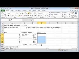 Here is the good news for you: Excel 2010 Buy Versus Lease Calculation Youtube