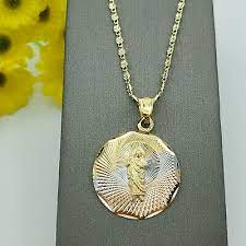Ab and j jewelry 14k real gold mini san judas pendant or chain set! Tri Color Gold Plated Saint Jude Pendant 14k Gp Chain Necklace San Judas Ebay