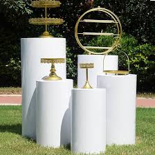 MegLob 3PCS5PCS Event Decor Direct Round Cylinder Stand Pedestal Display,  Cylinder Plinth WeddingEngagement Props, Baby Shower Party Metal White ...