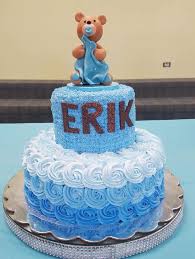 The teddy bear baby shower cake can be as simple or as elaborate as you'd like, but whether you choose a tall, towering cake or a small, frilly one, you have to incorporate an adorable baby teddy bear. Teddy Bear Babyshower Cake K E Party Creations Facebook