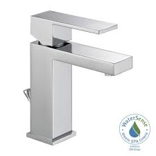 Delta Modern Single Hole Single Handle Bathroom Faucet In Chrome 567lf Pp The Home Depot Single Handle Bathroom Faucet Bathroom Faucets Faucet