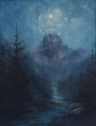 Enchanted Light Original Landscape Oil Painting Moonlight Etsy In 2021 Oil Painting Landscape Dark Paintings Mountain Painting Acrylic