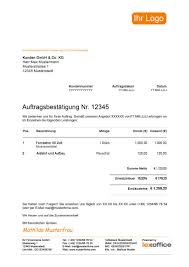 Vorlage Fur Auftragsbestatigung Zum Kostenlosen Download