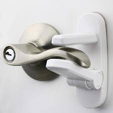 Amazon Com Improved Childproof Door Lever Lock 3 Pack Prevents Toddlers From Opening Doors Easy One Hand Operation For Adults Durable Abs With 3m Adhesive Backing Simple Install No Tools Needed Baby