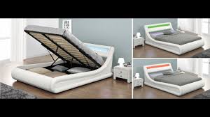 4.2.4 crown mark upholstered panel bed. White Queen Pu Storage Bed With Led Lights Mika Furniture