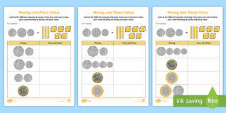 money and place value pound sterling worksheet
