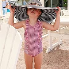 One Pieces Baby Girl Bikini Striped Beach Swimsuit Ruffles