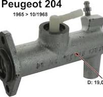 P 204 clutch master cylinders Piston diameter 19,05mm. Suitable for Peugeot  204, of year