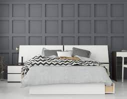 Armen living baly 3 piece acacia queen platform bed and nightstands bedroom set, grey sandblast summer. London 3 Piece Bedroom Set Ebony White Nexera Distribution