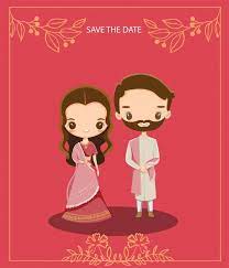 Cute Indian Cartoon Couple For Wedding Invitations Card Premium Vector Indian Wedding Invitation Cards Cartoon Wedding Invitations Indian Wedding Invitations