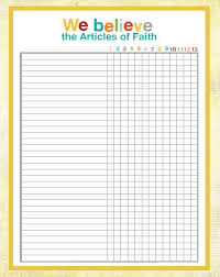 Article Of Faith Tracking Chart For Activity Days The Yellow