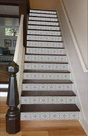 Grey Mosaic Tile Painted Stairway 15 Stairs Staircase Design Staircase Makeover Painted Stairs