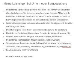 Für eine bemerkenswerte frau<< k. Trauerredner Und Begleitung Plewe Uberregional Home