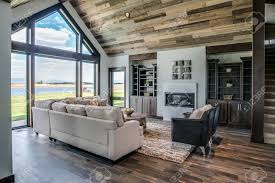 Maybe you would like to learn more about one of these? Great Living Room In This Showcase Home With Barn Wood Beams Stock Photo Picture And Royalty Free Image Image 146682504
