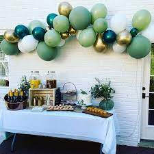 Woodland Baby Shower Decorations 11 Inch Balloons Sage Green Etsy Outdoor Baby Shower Green Baby Shower Woodland Baby Shower Decorations