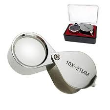 Amazon.com: Aiernuo Loupes 10x Glass Jeweler Loupe Loop Eye Magnifier  Magnifying Magnifier Metal Body Silver (10x21mm) : Arts, Crafts & Sewing