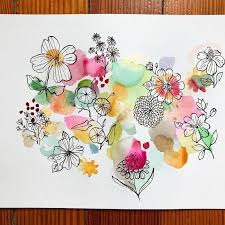 The idea is that you find the technique with which you feel more comfortable with and feel free to experiment with it. Different Flowers Watercolor Painting Black Pencil Outlines How To Draw A Sunflower Wooden Table Flower Drawing Flower Drawing Tutorials Easy Flower Drawings
